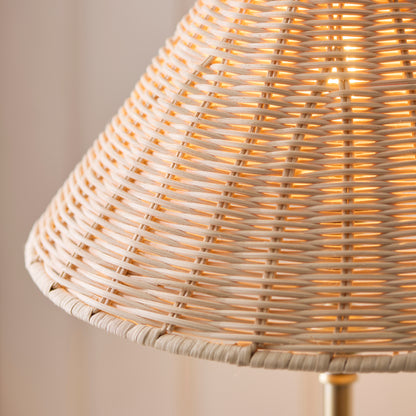 Jericho Antique Brass & Natural Rattan Table Lamp