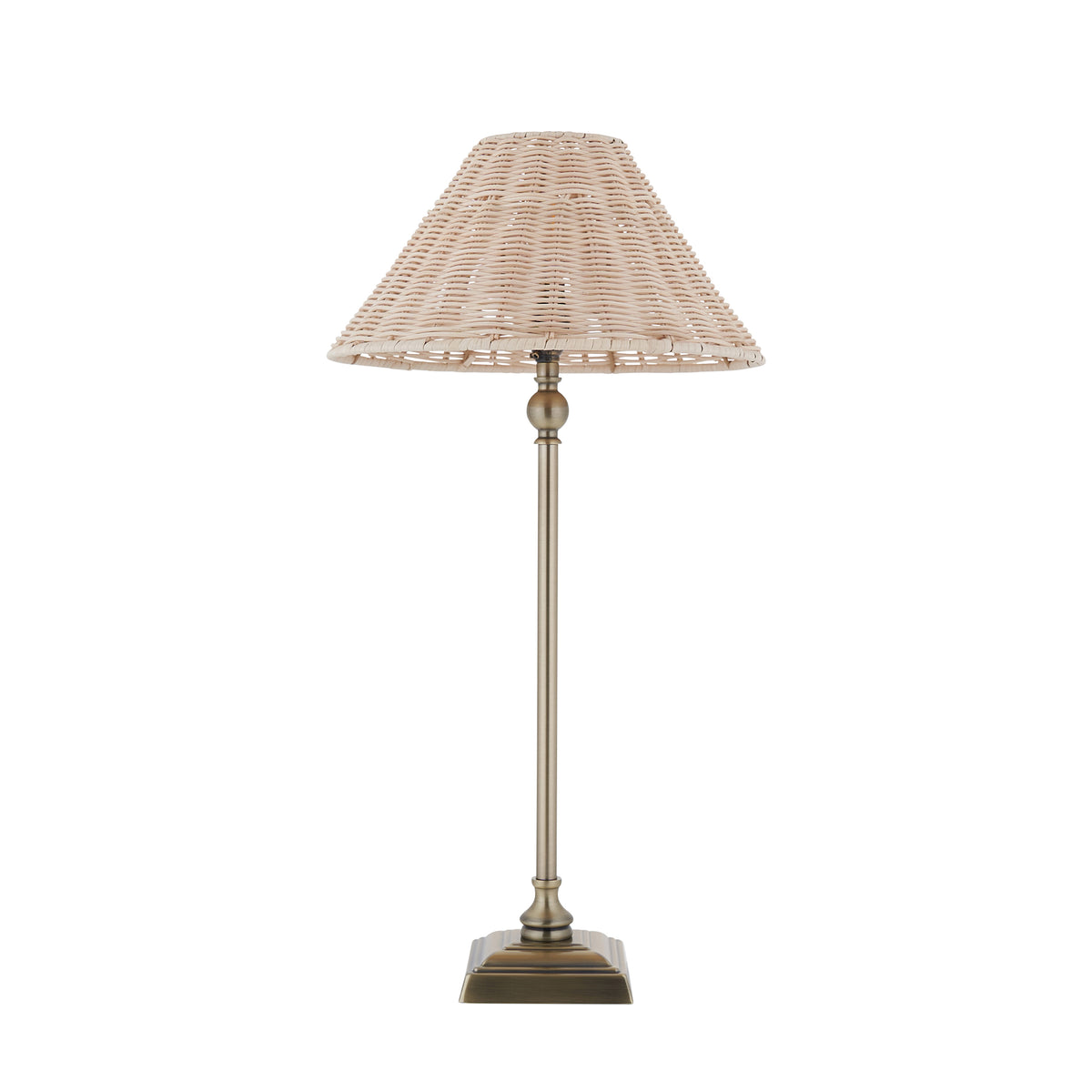 Jericho Antique Brass & Natural Rattan Table Lamp