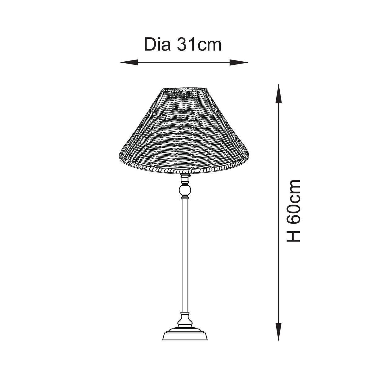 Jericho Antique Brass & Natural Rattan Table Lamp