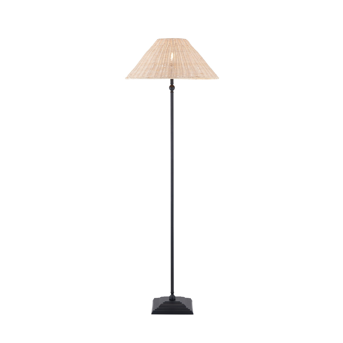 Jericho Matt Black & Natural Rattan Floor Lamp