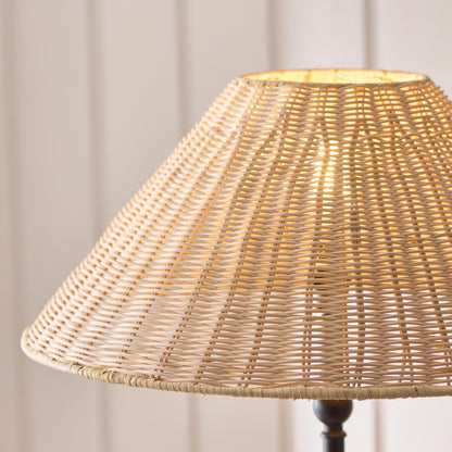 Jericho Matt Black & Natural Rattan Floor Lamp