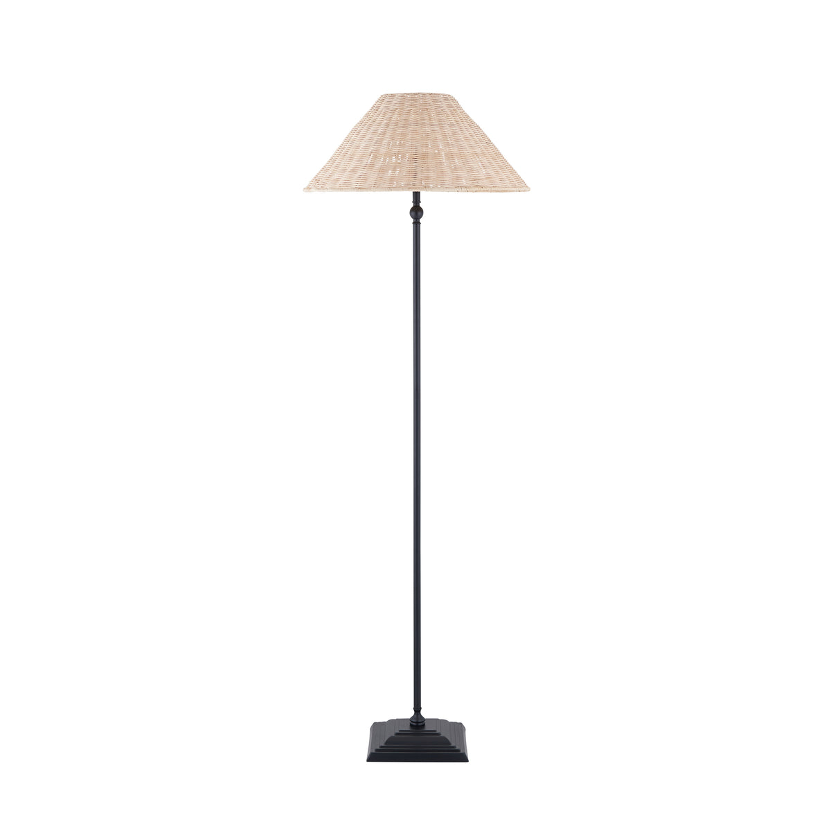 Jericho Matt Black & Natural Rattan Floor Lamp