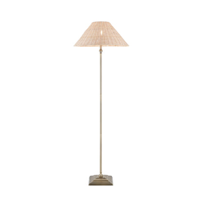 Jericho Antique Brass & Natural Rattan Floor Lamp