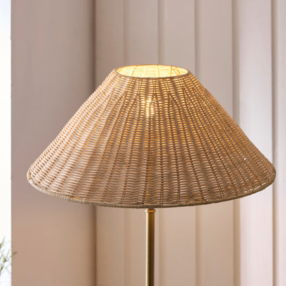 Jericho Antique Brass & Natural Rattan Floor Lamp