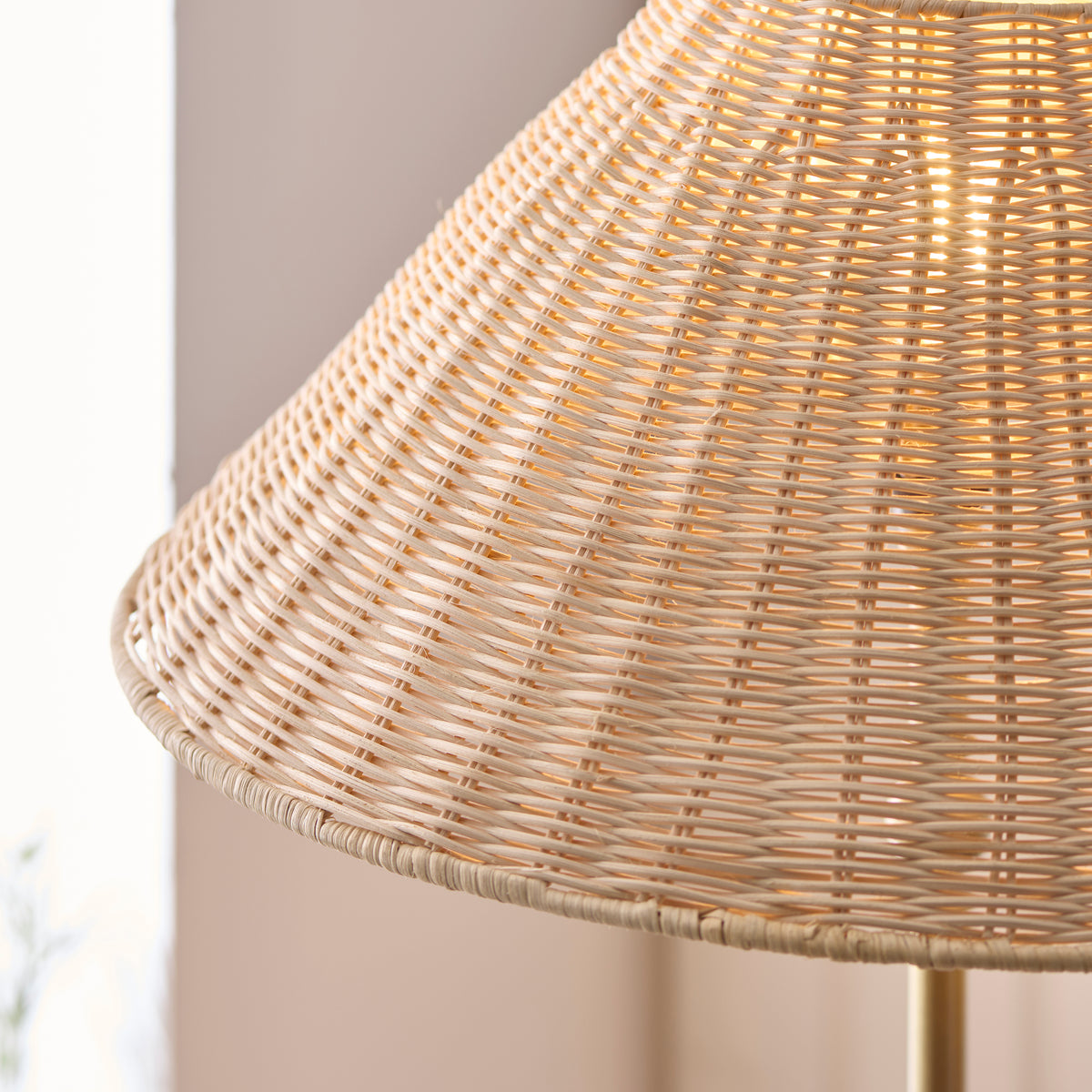 Jericho Antique Brass & Natural Rattan Floor Lamp