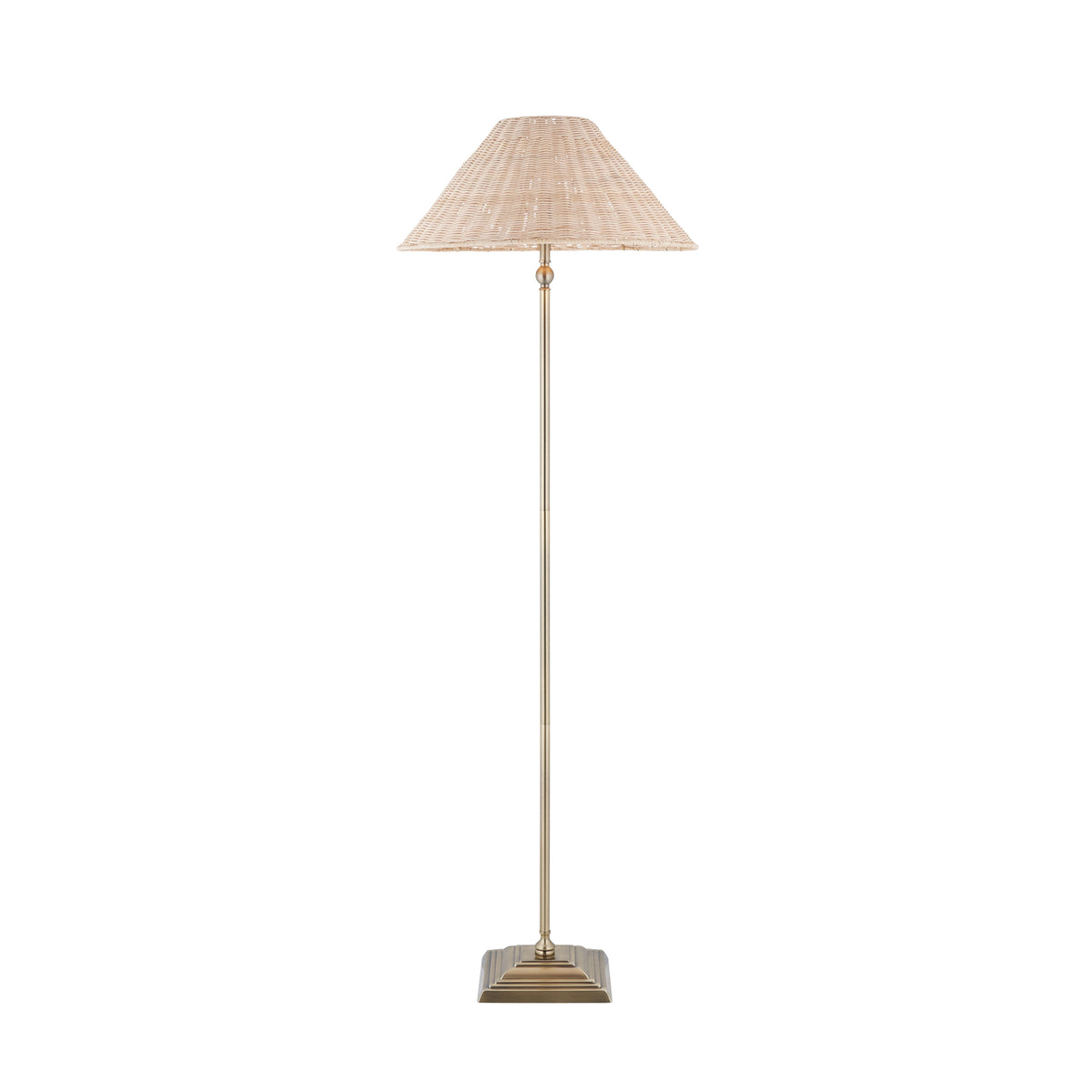 Jericho Antique Brass & Natural Rattan Floor Lamp
