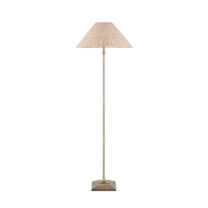 Jericho Antique Brass & Natural Rattan Floor Lamp