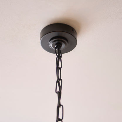 Jericho 5 Light Matt Black & Natural Rattan Pendant Ceiling Light