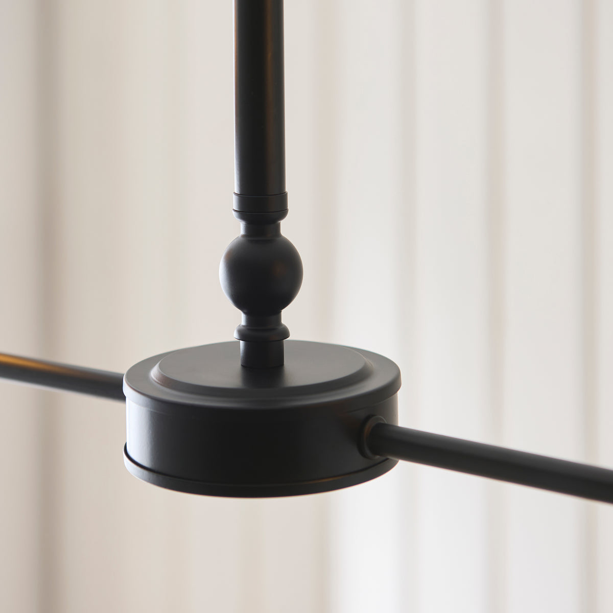 Jericho 2 Light Matt Black & Natural Rattan Linear Pendant