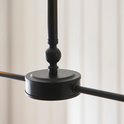 Jericho 2 Light Matt Black & Natural Rattan Linear Pendant