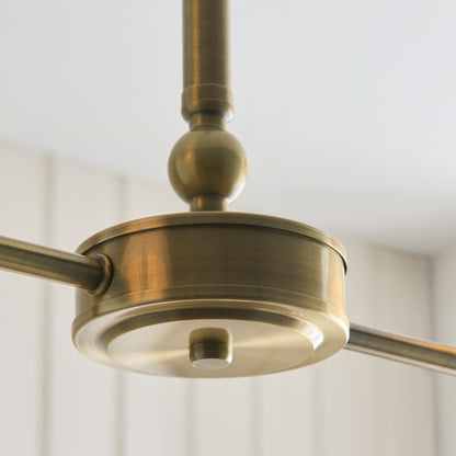 Jericho 2 Light Antique Brass & Natural Rattan Linear Pendant