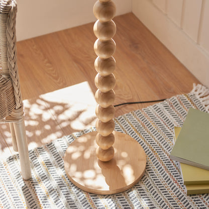 Cane Bamboo Floor Lamp with Green Leaf Shade