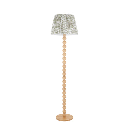 Cane Bamboo Floor Lamp with Green Leaf Shade
