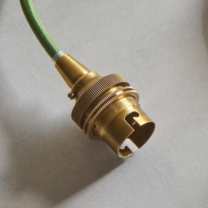 Eltham Aged Brass Pendant with Green Leaf Shade