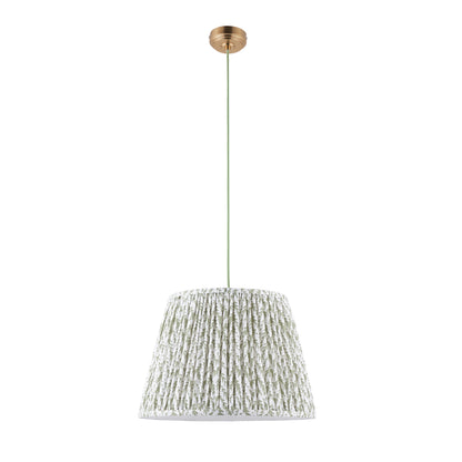 Eltham Aged Brass Pendant with Green Leaf Shade