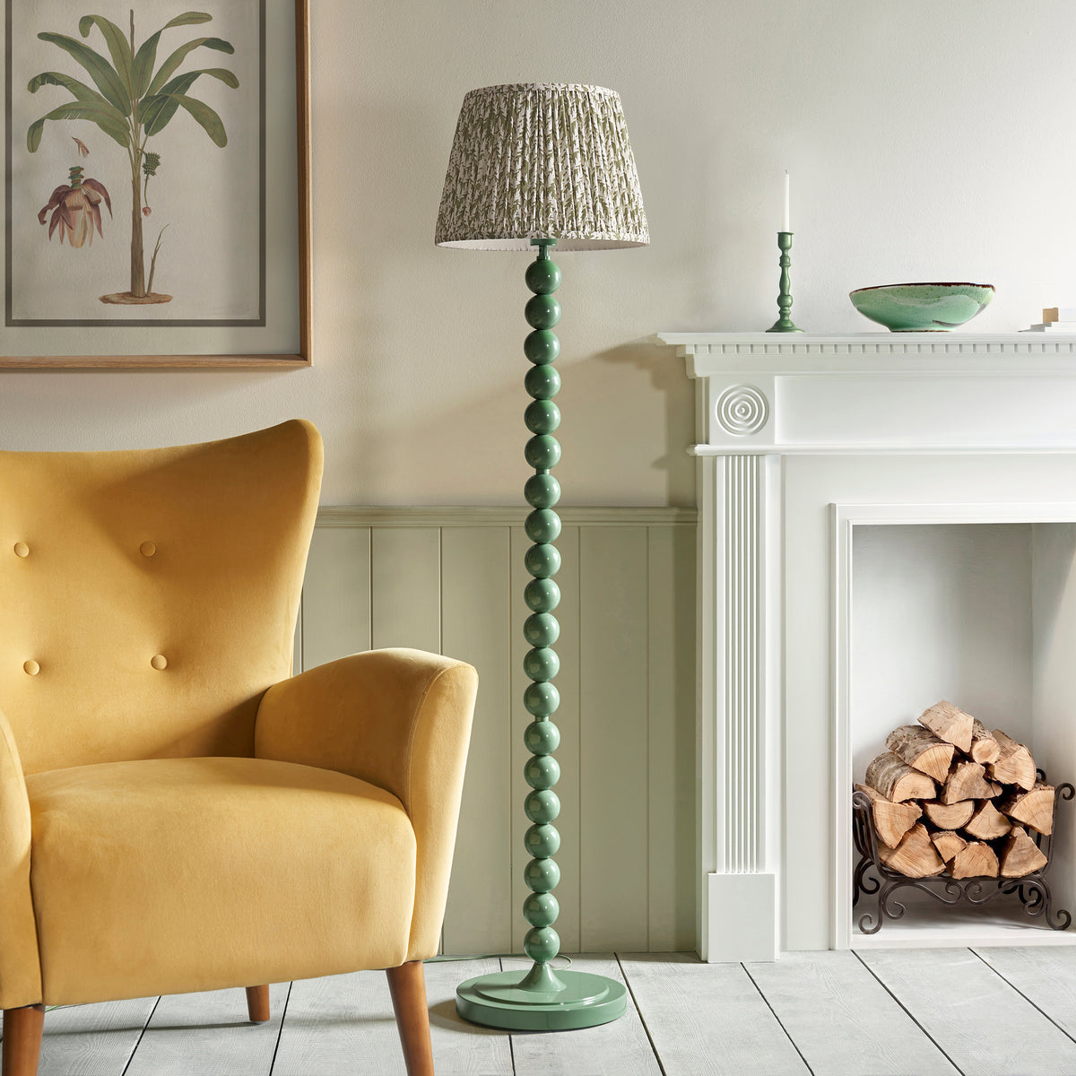 Higgledy Green Stacked Floor Lamp with Green Leaf Shade