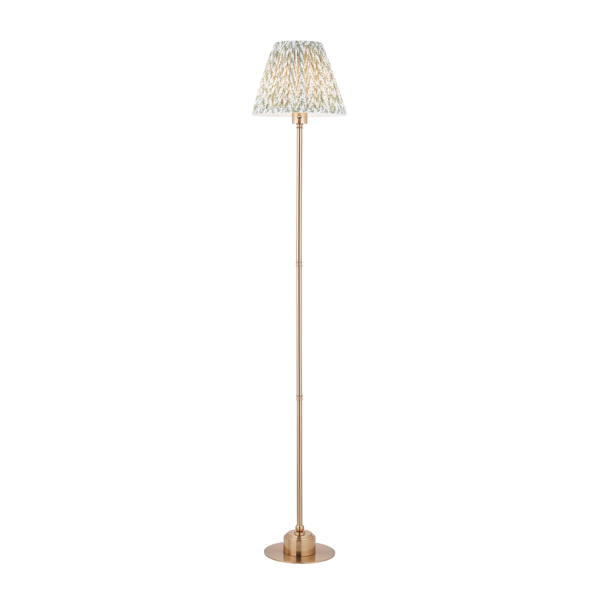 Burley Aged Brass Rechargeable Floor Lamp with Green Leaf Shade