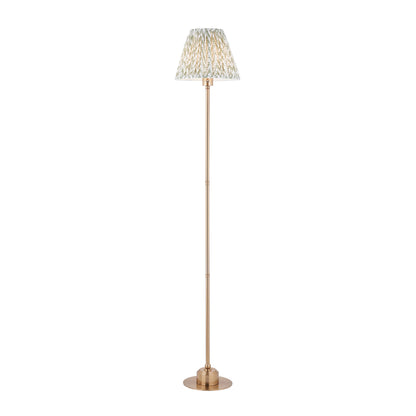 Burley Aged Brass Rechargeable Floor Lamp with Green Leaf Shade