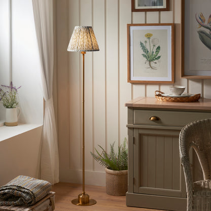 Burley Aged Brass Rechargeable Floor Lamp with Green Leaf Shade