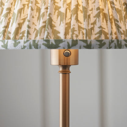Burley Aged Brass Rechargeable Floor Lamp with Green Leaf Shade