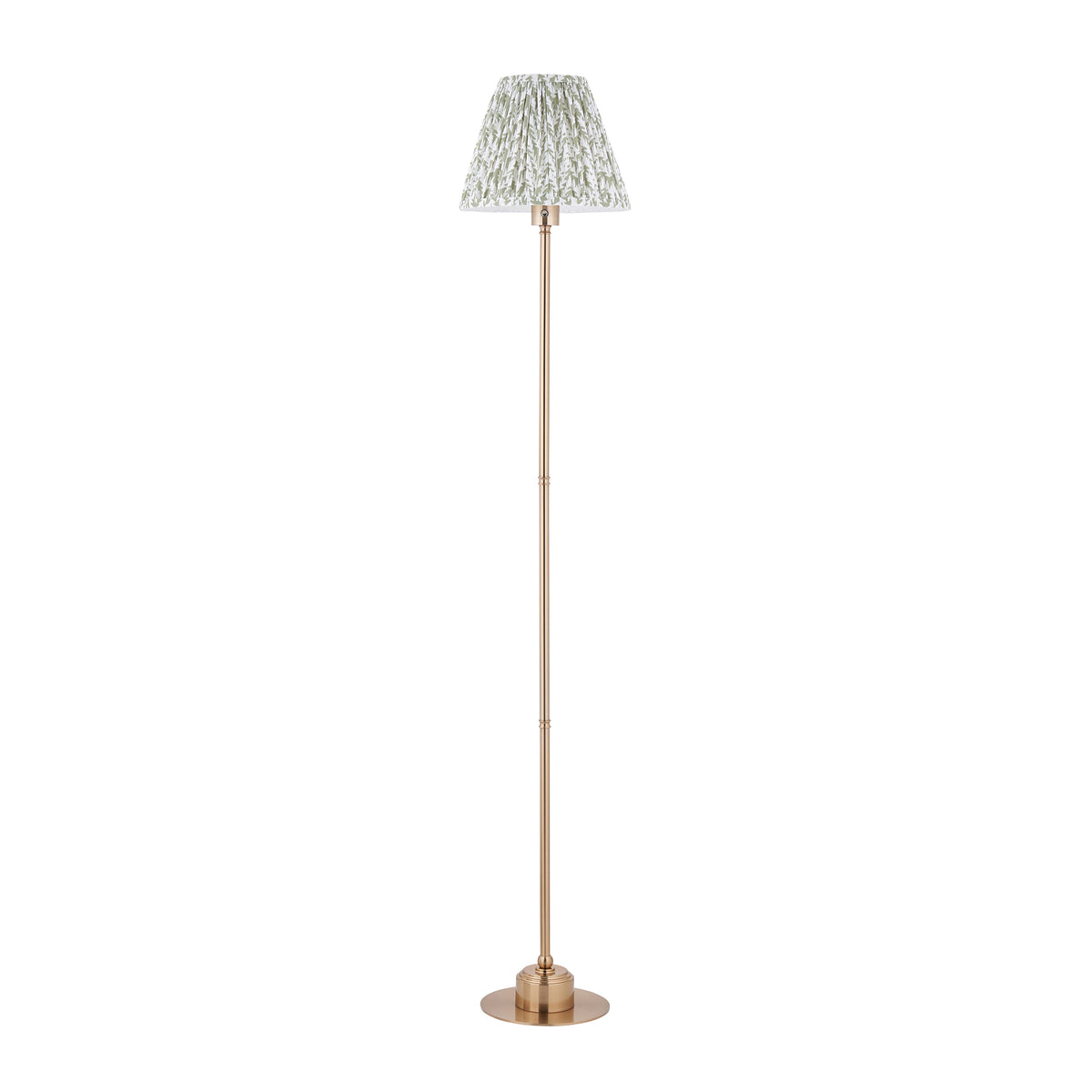Burley Aged Brass Rechargeable Floor Lamp with Green Leaf Shade