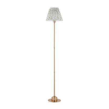 Burley Aged Brass Rechargeable Floor Lamp with Green Leaf Shade