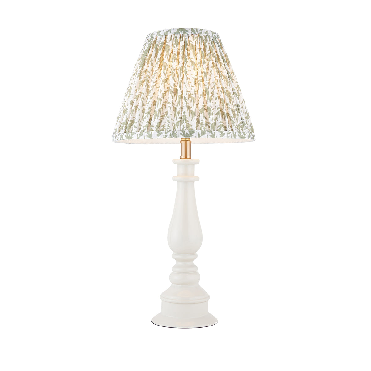 Myrtle Almond White Table Lamp with Green Leaf Shade