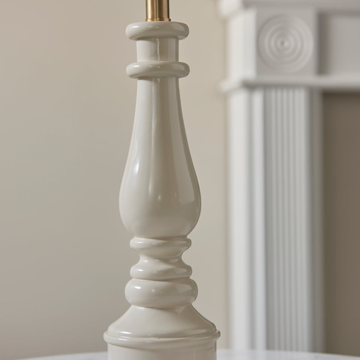 Myrtle Almond White Table Lamp with Green Leaf Shade