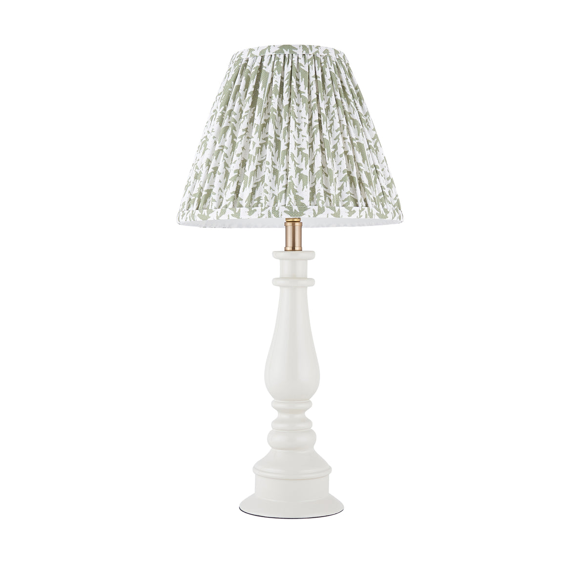 Myrtle Almond White Table Lamp with Green Leaf Shade