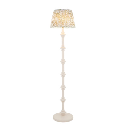 Carnaby Almond White Spindle Floor Lamp with Green Leaf Shade