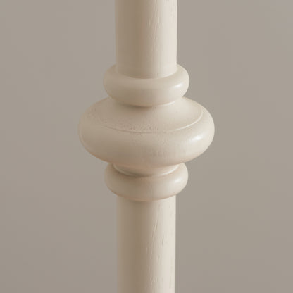 Carnaby Almond White Spindle Floor Lamp with Green Leaf Shade