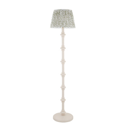 Carnaby Almond White Spindle Floor Lamp with Green Leaf Shade