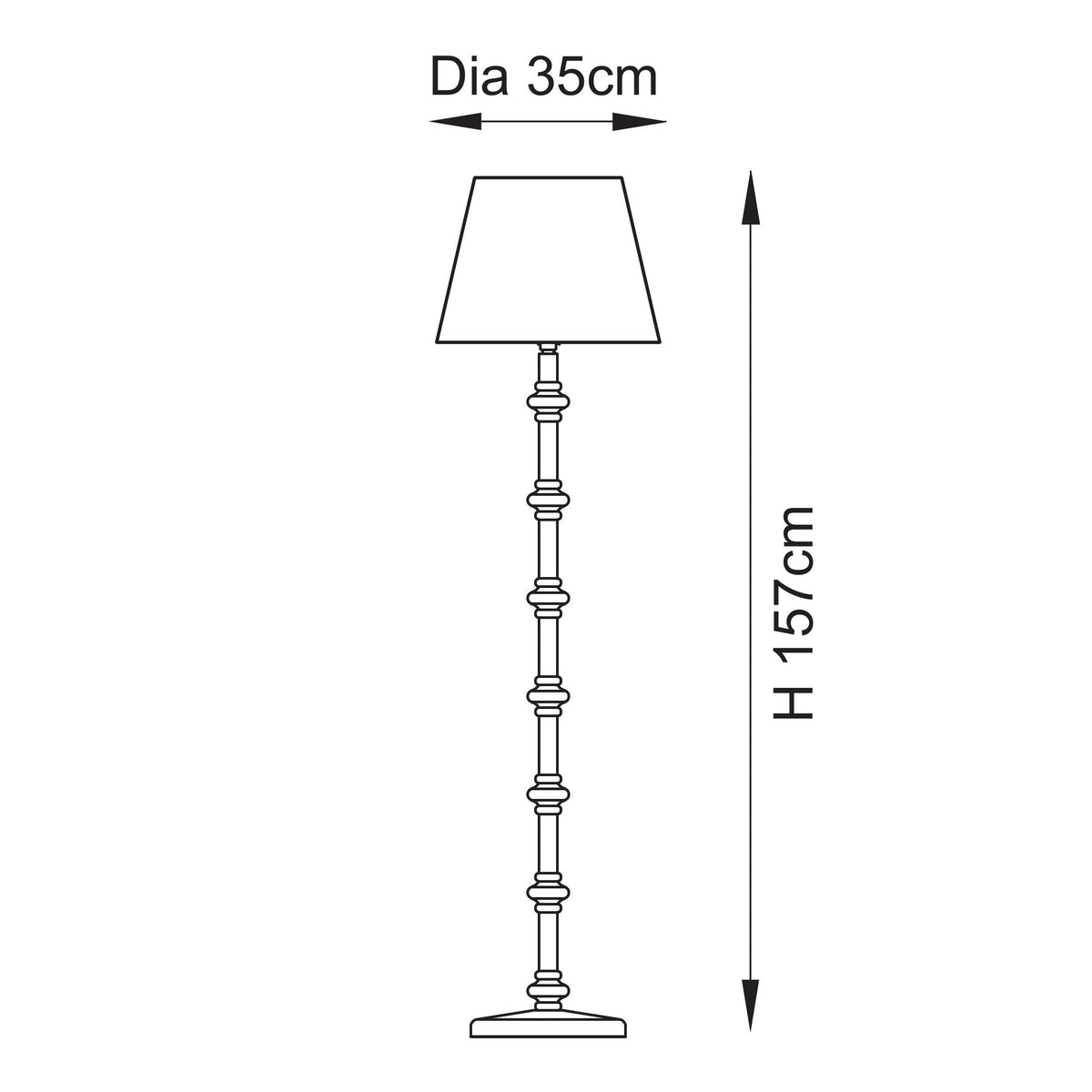 Carnaby Almond White Spindle Floor Lamp with Green Leaf Shade