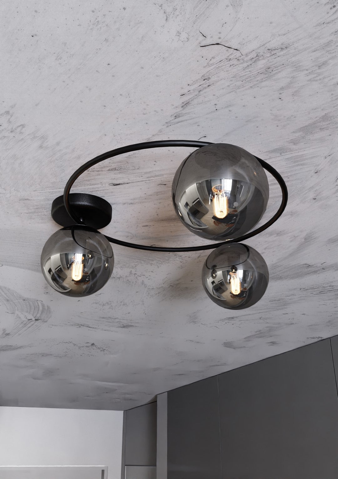 Sopra 3 Light Semi Flush Black & Graphite