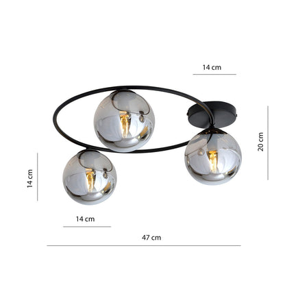 Sopra 3 Light Semi Flush Black & Graphite