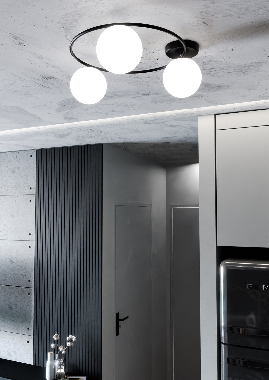 Sopra 3 Light Semi Flush Black & White