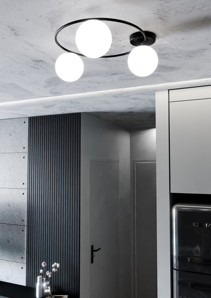 Sopra 3 Light Semi Flush Black & White