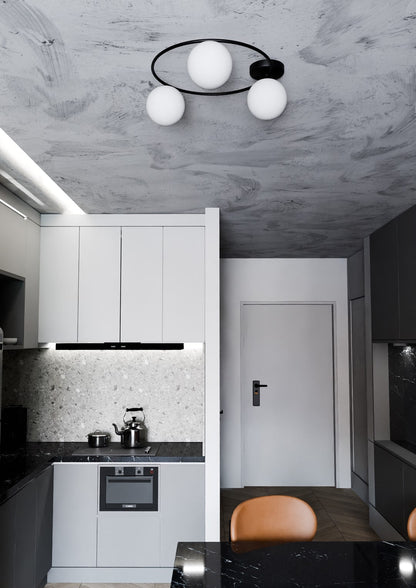 Sopra 3 Light Semi Flush Black & White