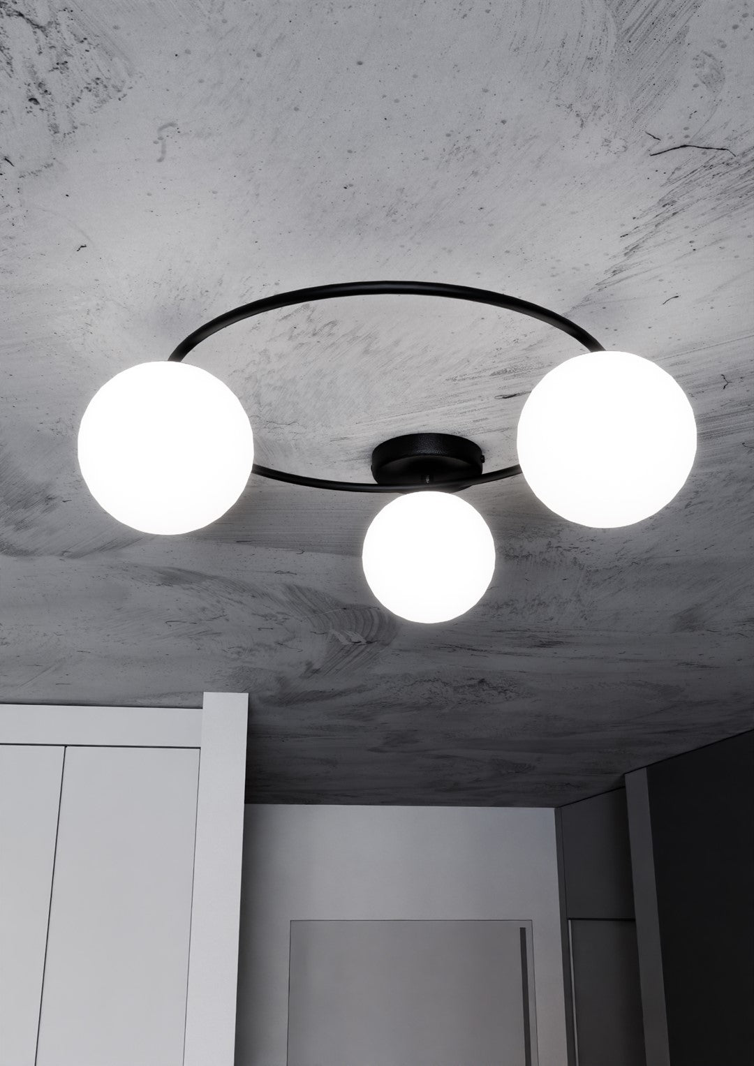 Sopra 3 Light Semi Flush Black & White
