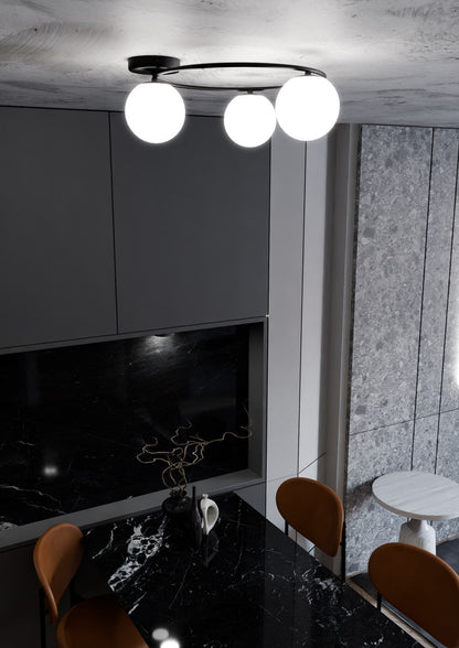 Sopra 3 Light Semi Flush Black & White