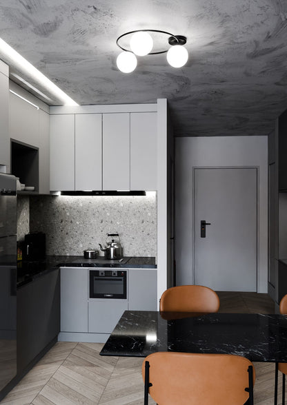 Sopra 3 Light Semi Flush Black & White