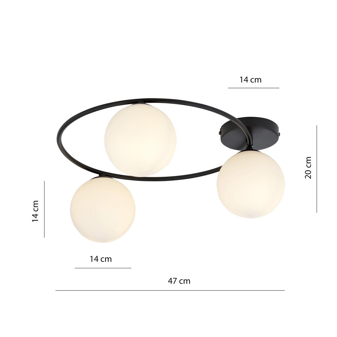 Sopra 3 Light Semi Flush Black & White