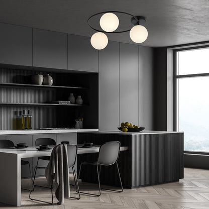 Sopra 3 Light Semi Flush Black & White