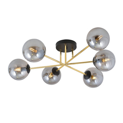 Magnum 6 Light Semi Flush Black & Gold