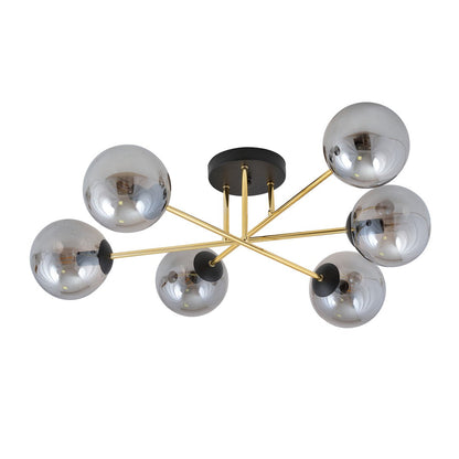 Magnum 6 Light Semi Flush Black & Gold