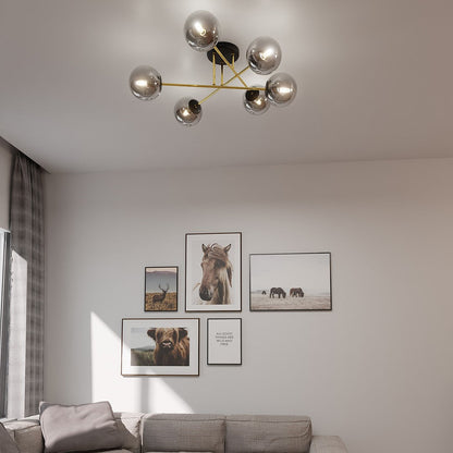 Magnum 6 Light Semi Flush Black & Gold