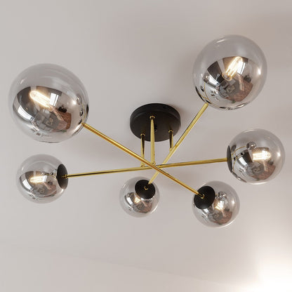 Magnum 6 Light Semi Flush Black & Gold