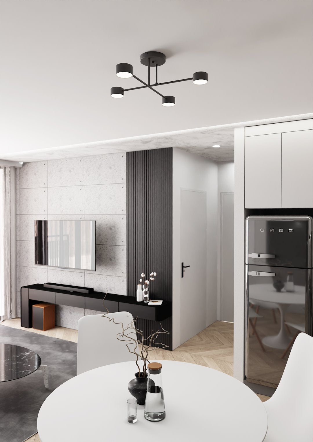Halo 4 Light Semi Flush Black