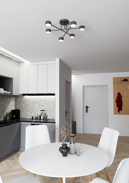 Halo 6 Light Semi Flush Black