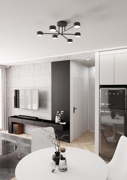 Halo 6 Light Semi Flush Black